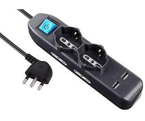 Electraline 62095 Surtensions-Avec Câble 1.5 M Noir