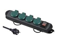 Electraline 62185 Multiprise Professionnelle d'extérieur 4 Prises Schuko avec Prise IP44 1,8 m câble Caoutchouc H07RN-F 3G1.5 Noir/Vert