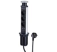 Electraline 62557 Bloc Multiprise de Bureau Escamotable 3 Prises + 2 USB, diamètre Standard 60mm, Prise encastrable pour Cuisine, Bureau