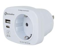 Electraline 70036 Adaptateur de Voyage USA, Prise Allemande, Prise Adaptateur USA avec 2 USB C) Max 15,5 W
