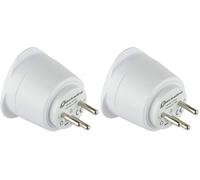 Electraline 70038 70037 Adaptateur de Voyage France 2 Europe vers 3 Broches Israel, Blanc (Lot de 2)