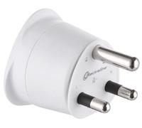 Electraline 70055 Adaptateur de voyage France/Europe vers Afrique du Sud 2 Broches Europe vers 3 Broches Afrique du Sud, Blanc