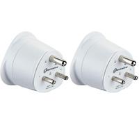 Electraline 70056 Adaptateur de Voyage France Indie 2 Europe vers 3 Broches Indiens, Blanc (Lot de 2)