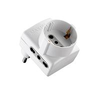 Electraline 70066 de l'adaptateur, avec 1 prise schuko et 2 prises pour deux italienne 10 fiches/16 a, 230 v blanc
