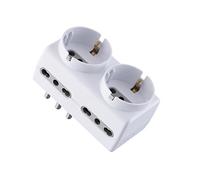 Electraline 71063-Schuko Adaptateur 2 Sockets Sockets 4 et 10/16 Plug 16A 230 V White Couleur : Blanc