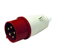 Electraline 80808 Fiche mâle industrielle, IEC, 16A, 3P+N+T, 380V, IP44, Rouge