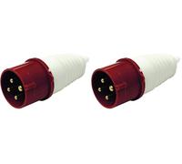 Electraline 80857 Fiche mâle industrielle, IEC, 32A, 3P+T, 380V, IP44, Rouge (Lot de 2)