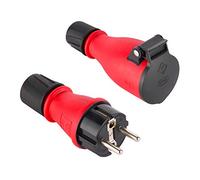 Electraline 92383 Lot de 1 fiche + 1 prise professionnelle Schuko Protection IP54 avec bague de blocage de câble pour faciliter le câblage