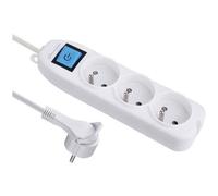 Bloc multiprises 3 prises 2P+T - avec interrupteur - fiche plate - L : 1.5