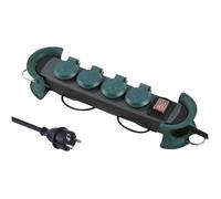 Electraline Bloc multiprises professionnel 30919, 4 prises 16A, enrouleur câble 4 m, IP44, vert