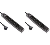 Electraline Gummy 35619 Bloc Multiprise 5 Prises et 2 USB avec Interrupteur - Couverture en Silicone antidérapant - câble 2 MT - fiche Plat (Lot de 2)