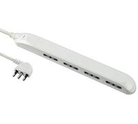 Electraline Multiprise Super Slim gain de place 23 mm, 4 places bivalentes 10/16 A, fiche 90° 16 A, câble 1,5 m, blanc, 61910