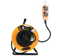 Electraline Pro-Line 208670 Enrouleur Electrique Professional, 3G2,5mm, 25 MT, avec Bloc 4 Prises Mobile, Platin Fixe, Jaune/Noir