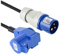 Electraline 46149 Rallonge industrielle - Câble RN-F de 10 m - Câble en caoutchouc - IP44 Extérieur / 1 prise industrielle + 1 prise Schuko 3 broches pour caravane