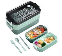 Electri-HQ Boîte à lunch 3 compartiments 1400 ml, porte-déjeuner, bento box micro-ondes lave-vaisselle porte-repas chauffant schiscetta déjeuner enfants école bureau