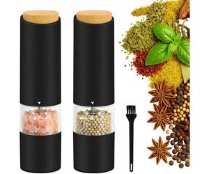 Electric Pepper Mill, Electric Salt and Pepper Shakers, Adjustable Coarseness, One Hand Operation,