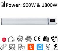 ElectricSun 1800W et 900W blanc radiateurs électriques infrarouge avec thermostat, montage mural ou au plafond 120x15cm, avec contrôle WiFi Smart Life App