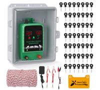 Électrificateur de Clôture, 8-13 kV, 10 Kilomètres, 1,5-2 J, Kit 200 m | Kit complet avec fil 200 m, 50 isolateurs, coffret, 8-13 kV, 1,5-2 J, 10 kilomètres, 3 alimentations