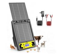 Électrificateur de Clôture Solaire 32 KM, 0.3-2J, 6KV-12KV Réglable, Portée, Électrificateur avec Panneau Solaire 10W, Batterie au Lithium 18000mAh, Protection Sûre pour Jardins, Volaille(Noir)