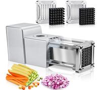Electrique Coupe Frite, Sopito Coupe Frites Electrique avec lames de 9 mm et 12 mm, Decoupe Frite Électrique pour Pommes de Terre, Concombres, Courgettes, Carottes, Oignon, Argent