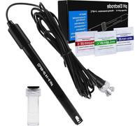 Électrode de pH Famanu avec poudre de calibration et connecteur BNC - Sonde de pH de 0 à 14 avec câble de 300 cm
