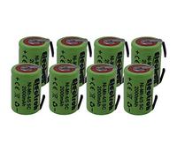 ELECTRON Lot de 8 accus rechargeables NiMH 4/5 SC, 1,2V, 2000mAh, 22 x 33 mm, SubC, languettes à souder, pour assemblage en batteries