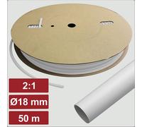 Electronic Garage EG25CA031 Gaine thermorétractable avec colle blanc 18 mm 9 mm Taux de retreint:2:1 50 m