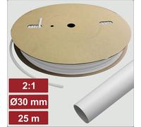 Electronic Garage EG25CA034 Gaine thermorétractable avec colle blanc 30 mm 15 mm Taux de retreint:2:1 25 m