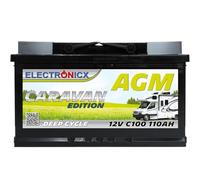 ELECTRONICX Batterie AGM Décharge Lente 12V 110Ah C100 - Sans Entretien, Étanche, Résistante aux Vibrations - Batterie Solaire 12V pour Camping-Car, Bateau, Panneaux Solaires, et Systèmes Hors Réseau