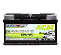 ELECTRONICX Batterie AGM Décharge Lente 12V 120 Ah C100 - Sans Entretien, Étanche, Résistante aux Vibrations - Batterie Solaire 12V pour Camping-Car, Bateau, Panneaux Solaires, et Systèmes Hors Réseau
