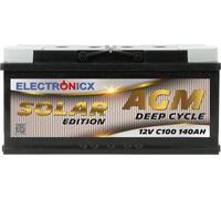 Electronicx Solar Edition AGM Batterie 140Ah 12V ▶ Batterie solaire camping-car photovoltaïque - sans entretien cyclique étanche décharge profonde