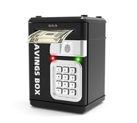 électronique ATM - Coffre-fort pour avec mot de passe et | ABS 19 x 13,5 x 12,2 cm, protection par mot de passe, banque et caisse à monnaie électronique pour enfants, garçons, filles