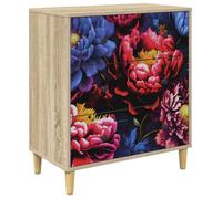 Elégance - Chic Buffet moderne salon-séjour - Commode KIEL Imprimé de pivoine sombre - 66x36 5x75cm - Sonoma_0720207