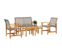 Elégance-Chic Salon de jardin - 5 pcs - gris - résine tressée et bois d'acacia - 43 x 43 x 36 cm - Montage Simplifié - Résistant_00