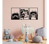 Élégant accessoire mural décoratif en métal noir (3 pièces) 50 x 70 cm | 100% métal, épaisseur 1,5 mm | Parfait pour la décoration moderne de la maison et l'affichage d'art