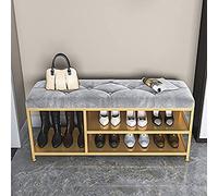 Élégant banc d'entrée en velours gris avec rangement pour bottes et tabouret à chaussures rembourré, organiseur de chaussures de 119,4 x 35,7 x 45,7 cm, parfait pour la décoration du couloir et de