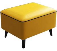 Élégant banc en cuir jaune - Petit repose-pieds et tabouret d'entrée de 40 cm - Marchepied tendance pour salon, chambre à coucher, couloir et marchepied fonctionnel pour décoration d'intérieur