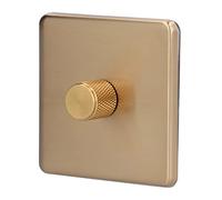 Élégant Bouton en Laiton Type LED Gradateur Résistant aux Rayures Interrupteur en Laiton Brossé Durable AC220V 500W pour la Maison(Lumière monochromatique)