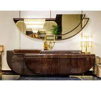 Élégant buffet brun, miroir raffiné, salon, commodes de luxe