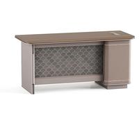 Élégant bureau en bois marron avec espace de rangement, au design raffiné