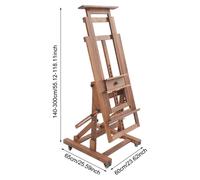 Élégant chevalet de peintre professionnel – Chevalet d'atelier en bois massif, équipé de roulettes et réglable en hauteur