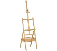 Élégant chevalet en bois de hêtre avec tiroir | Couleur : Naturel | Dimensions : 43 x 43,5 x 150-190 cm