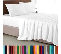 Elegant Comfort 4-Piece Bed Sheet Set-Luxury Bedding 1500 Thread Qualité égyptienne, Infroissable, Frais et Respirant, Ajustement élastique Facile, Microfibre, Blanc, Queen Size