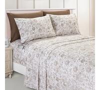 Elegant Comfort Amelia Parure de lit 6 pièces imprimée Cachemire avec Poche Profonde de qualité hôtelière 1500, résistante à la décoloration et aux Plis, Drap-Housse avec Poches intelligentes, Motif