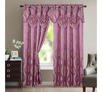 Elegant Comfort Aurora Lot de 2 Rideaux Aspect Jacquard avec cantonnière 137,2 x 213,4 cm Lilas