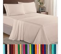 Elegant Comfort Confort élégant 1500 Fils en Coton égyptien de qualité 4 pièces Drap de lit Définit, Queen, Poches Profondes, Beige