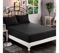 Elegant Comfort Drap-Housse 1500 de qualité hôtelière de qualité supérieure, Microfibre Douce - Poche Profonde jusqu'à 40,6 cm, résistant aux Plis et à la décoloration, lit Simple/lit Simple XL, Noir