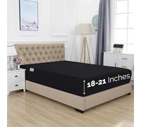 Elegant Comfort Drap-Housse 1500 de qualité hôtelière Haut de Gamme de 45,7 à 53,3 cm de Profondeur, Bonnet très Profond pour Matelas Haut, Luxueux et Doux, avec Poche Intelligente, Infroissable,