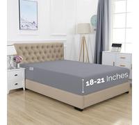 Elegant Comfort Drap-Housse de qualité hôtelière avec Bonnet Extra Profond de 45,7 à 53,3 cm pour Matelas Haut de Gamme, Luxueux et Doux, 1500 Fils au Pouce carré, Double et Double, Gris