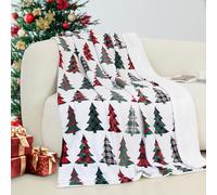 Elegant Comfort Jeté de Noël réversible et ultra pelucheux en flanelle polaire Sherpa - Jeté décoratif de Noël léger, doux et confortable - Parfait pour se détendre - 127 x 152,4 cm - Motif à carreaux